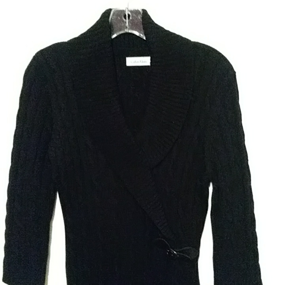 Calvin Klein black cable knit sweater dress